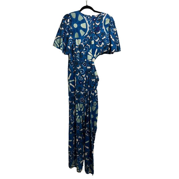 RHODE Women’s Blue Zinnia Print Jumpsuit - Size Large, Boho Chic Style - Picture 3 of 6